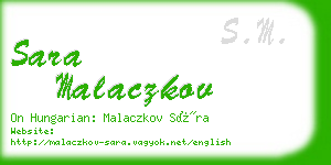 sara malaczkov business card